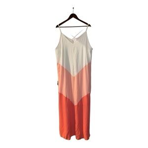 Chic Soul Strappy Colorblock Sleeveless Cream Peach Pink Maxi‎ Dress Size 3xl